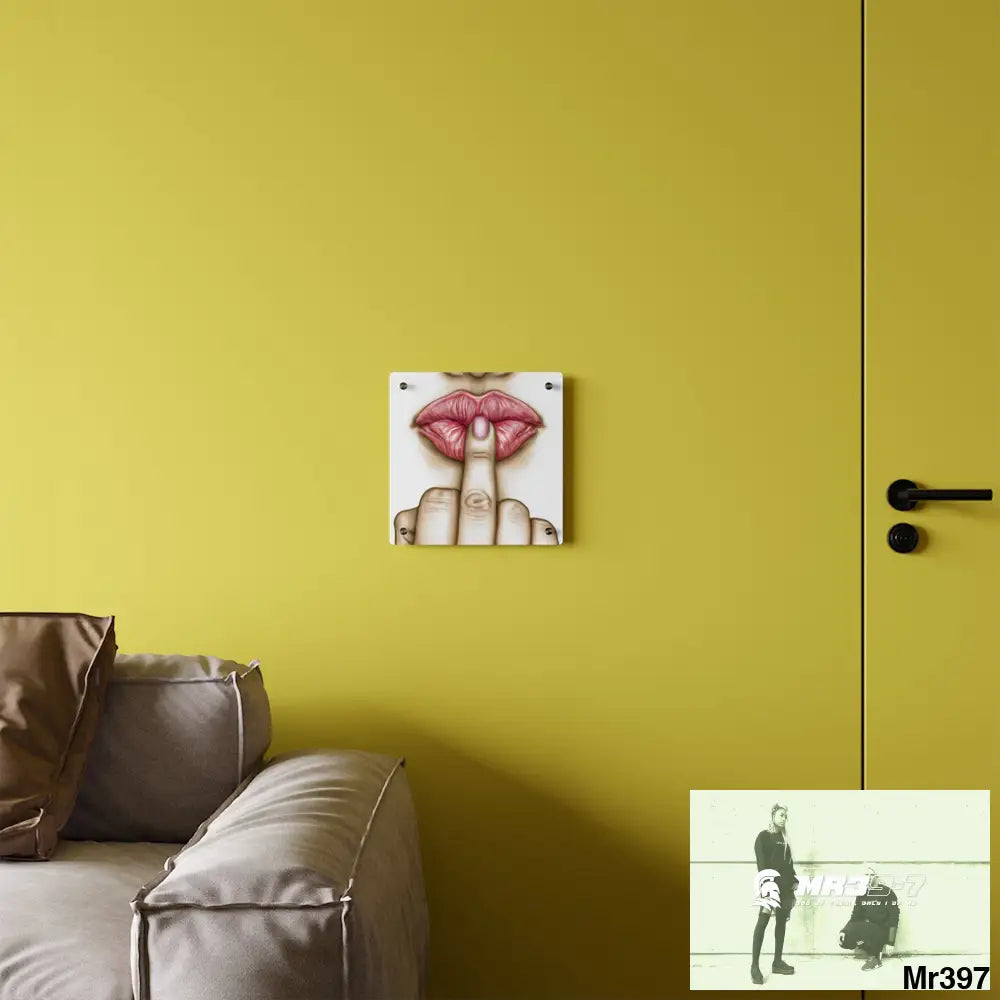 Kissing Mouth with Middle Finger Acrylic Wall Art Panels Home Decor