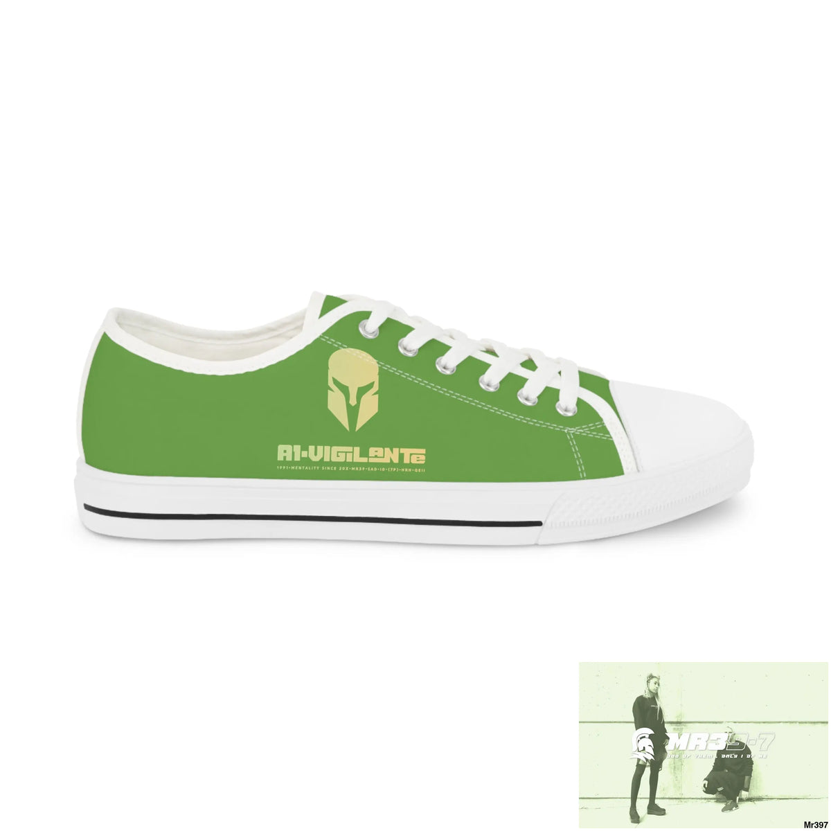 Light Green A1-Vigilante Men’s Low Top Sneakers US 5 / White sole Shoes