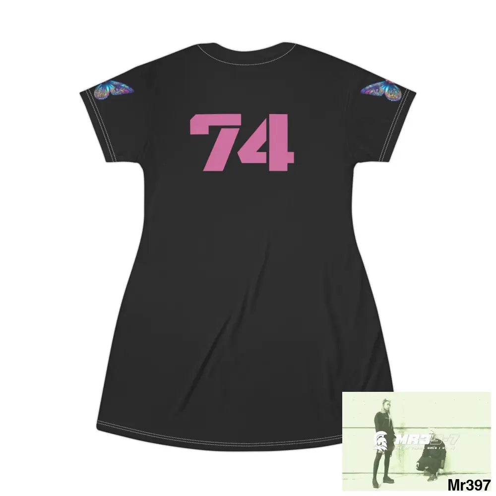 Lover you fk you - Butterflies T-Shirt Dress (AOP) All Over Prints