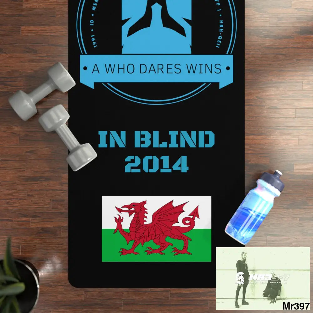 Ltd Edition Dahab Who Dares Wins Rubber Yoga Mat 24” x 68” Home Decor