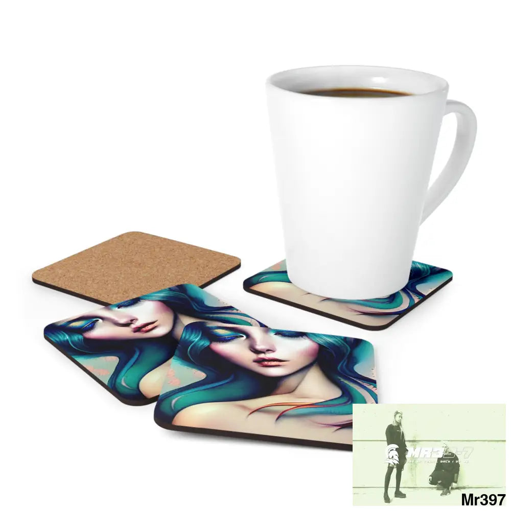 Many faces in Common places in the style of Anna Corkwood Coaster Set Cork / 3.75’’ × 3.75’’ / Square Home Decor