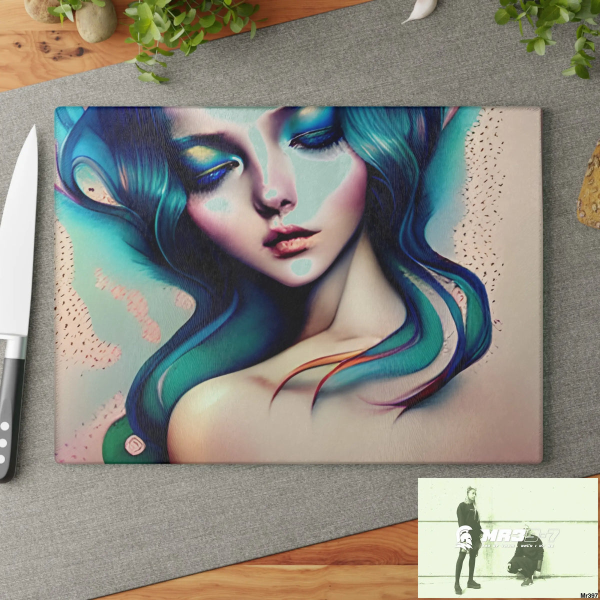 Many faces in common places in the style of Anna Glass Cutting Board Home Decor