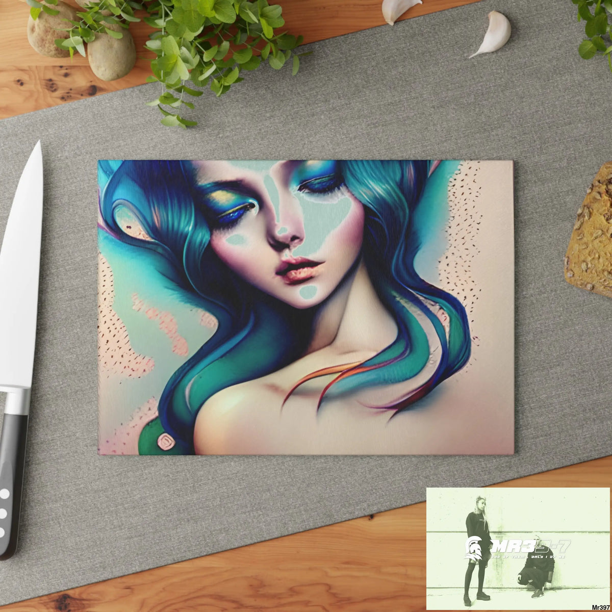 Many faces in common places in the style of Anna Glass Cutting Board Home Decor