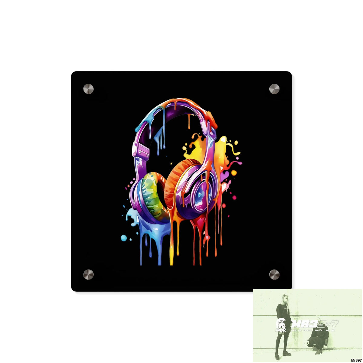 Melting headphones Acrylic Wall Art Panels 11’’ x 11’’ (Square) / 0.25’’ Home Decor