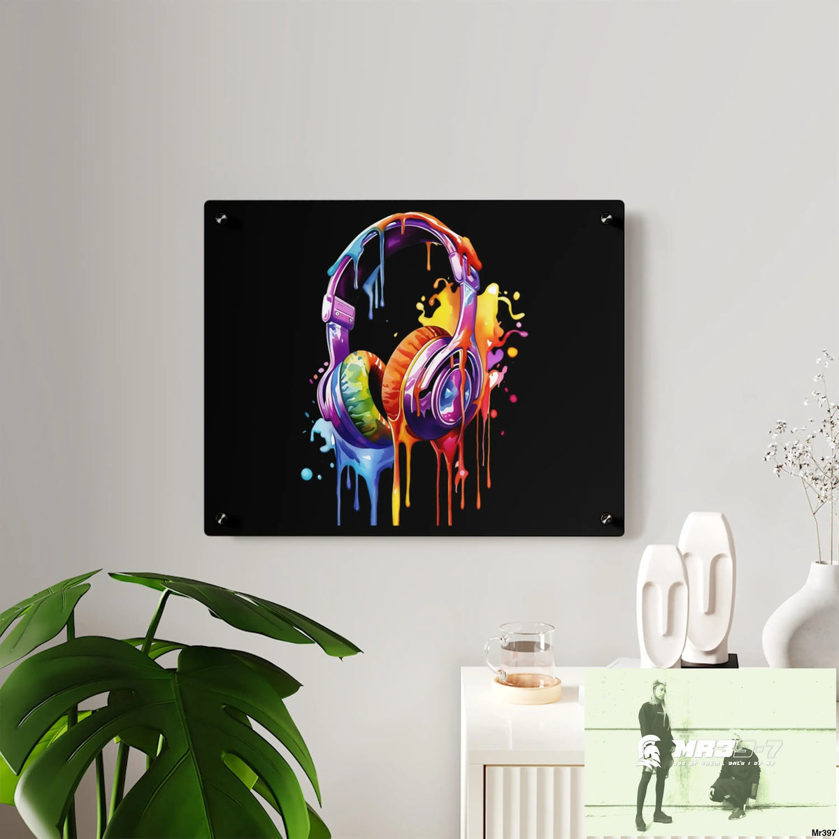 Melting headphones Acrylic Wall Art Panels Home Decor