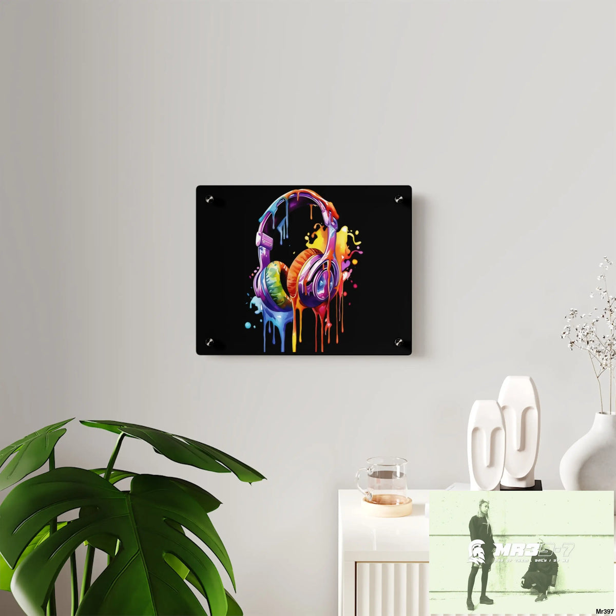 Melting headphones Acrylic Wall Art Panels Home Decor