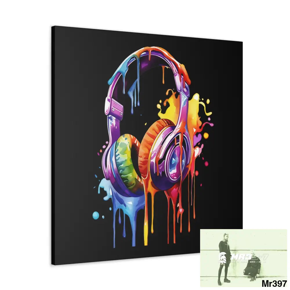 Melting headphones Canvas Gallery Wrap 36″ x 36″ / Premium Gallery Wraps (1.25″) Canvas