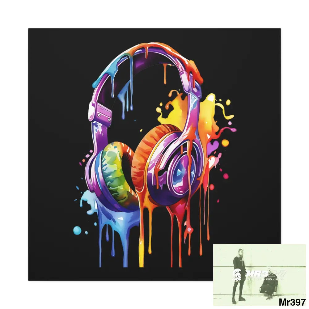 Melting headphones Canvas Gallery Wrap 36″ x 36″ / Premium Gallery Wraps (1.25″) Canvas