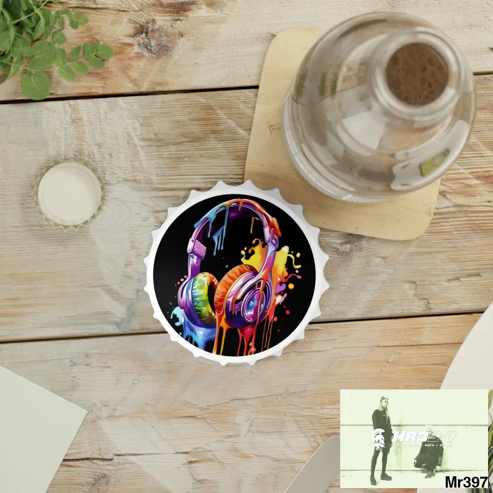 Melting headphones Magnetic Bottle Opener One size / White Accessories