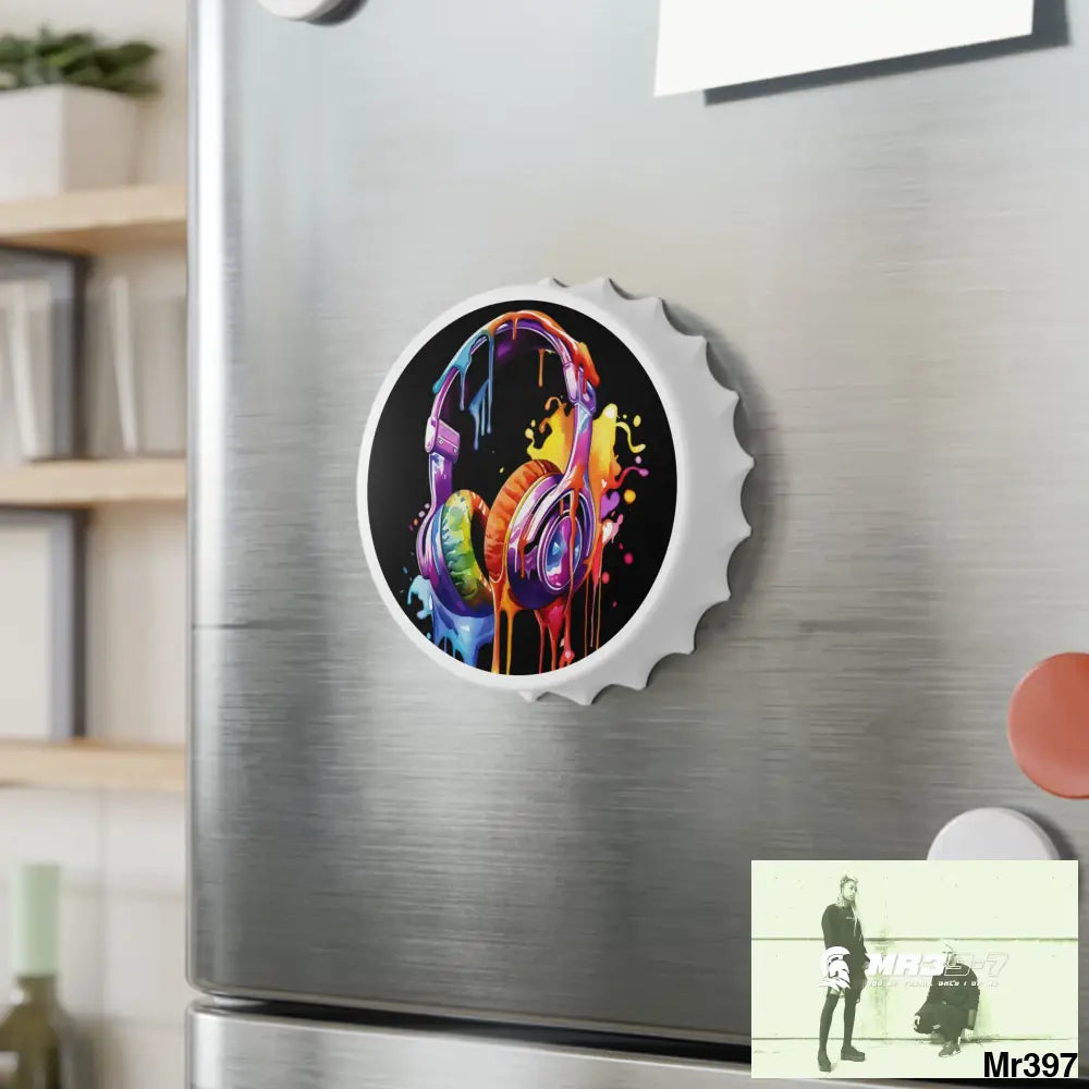 Melting headphones Magnetic Bottle Opener One size / White Accessories