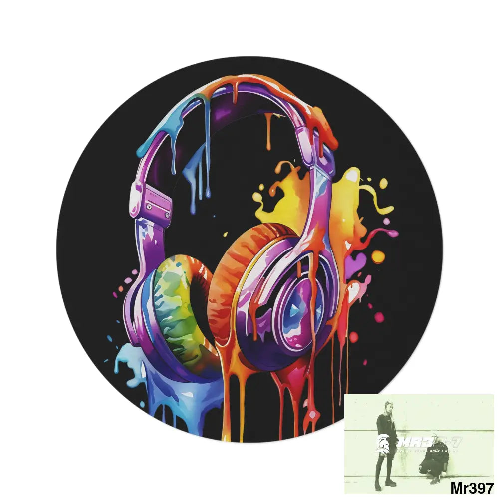Melting Headphones Round Rug 60’’ × 60’’ Home Decor