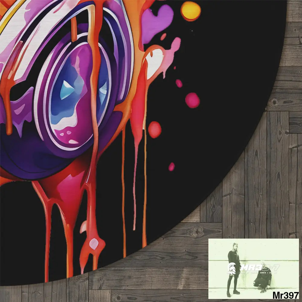 Melting Headphones Round Rug 60’’ × 60’’ Home Decor