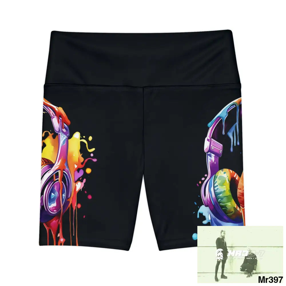 Melting Headphones Women’s Workout Shorts (AOP) XS All Over Prints