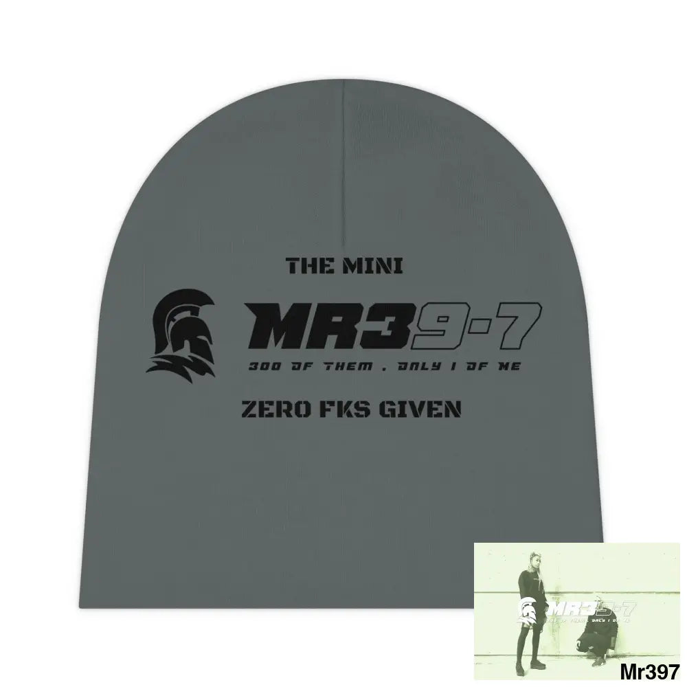 Mini MR39 Baby Beanie (AOP) Zero fks Given One size / White All Over Prints