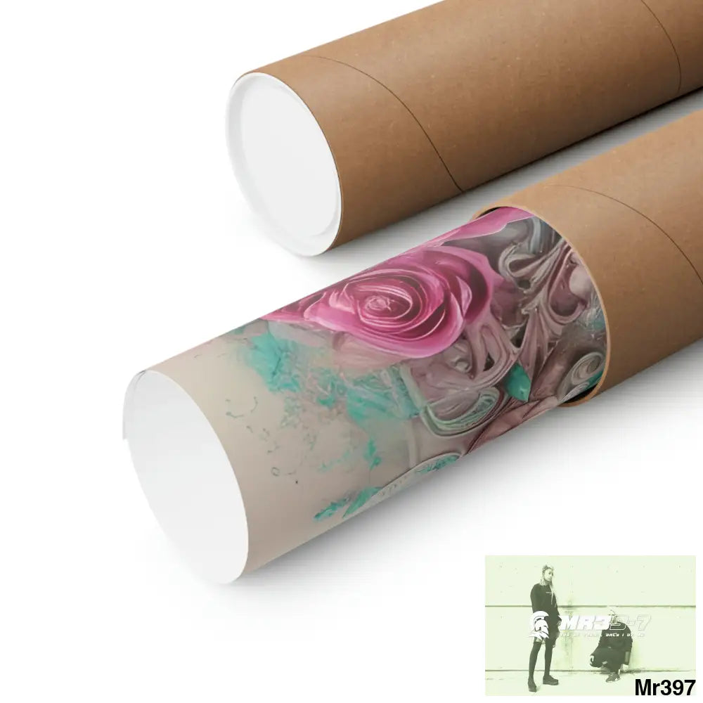 MR39-7 A guitar with pink roses and guitar Matte Vertical Posters Poster