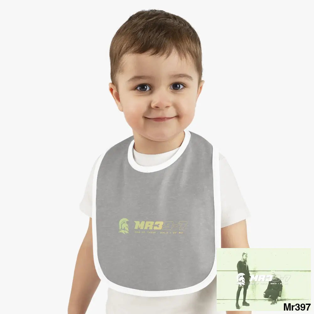 MR39-7 Baby Contrast Trim Jersey Bib Heather/White / One size Kids clothes