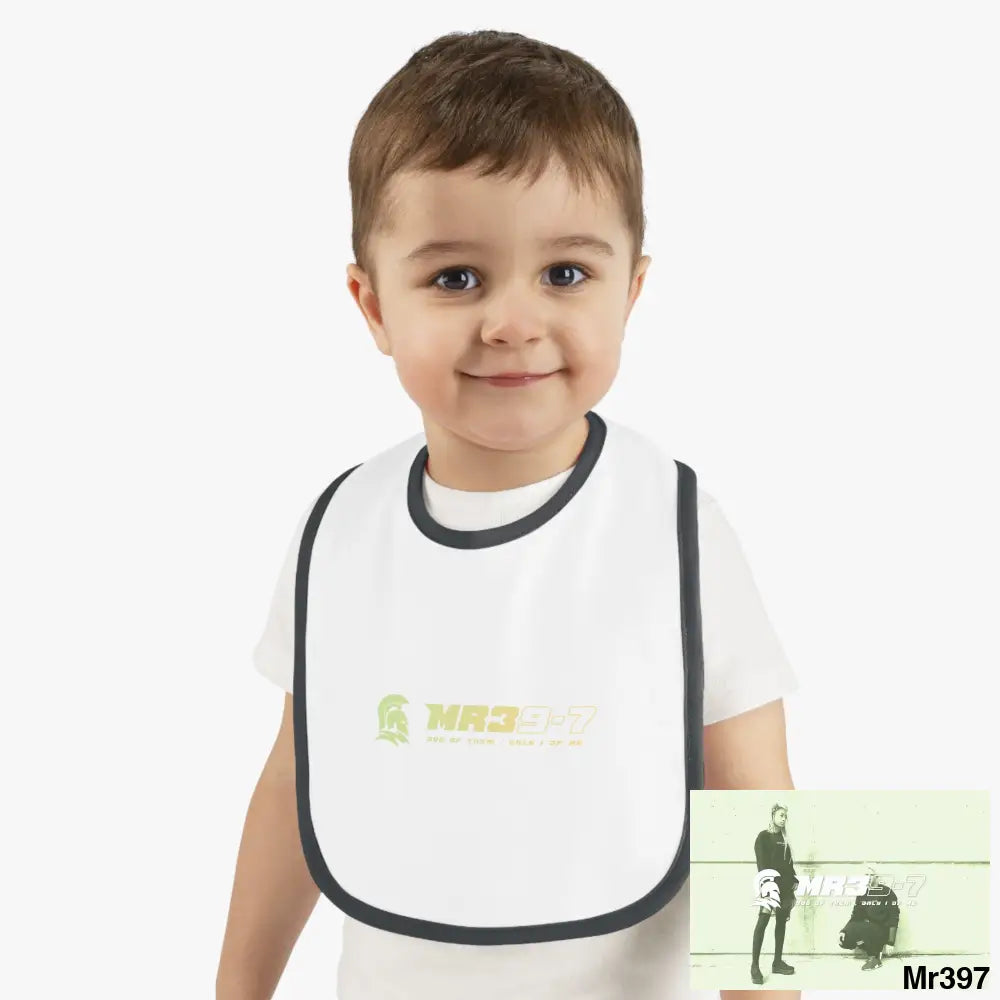 MR39-7 Baby Contrast Trim Jersey Bib White/Black / One size Kids clothes
