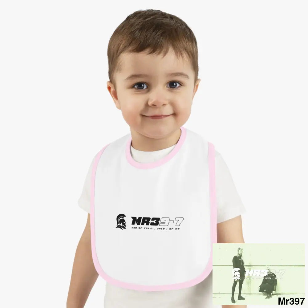 MR39-7 Baby Contrast Trim Jersey Bib White/Pink / One size Kids clothes