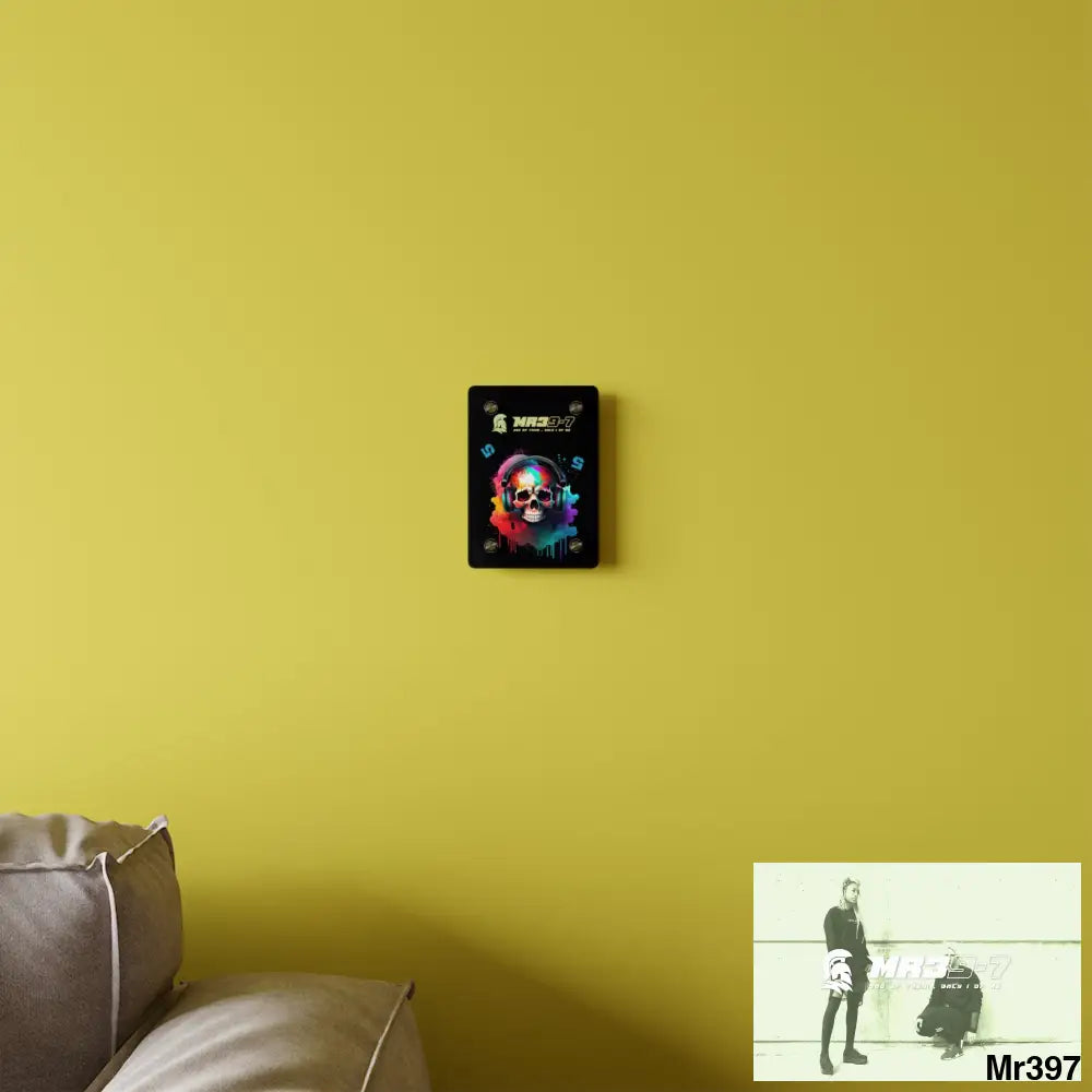 MR39-7 E + 5 Colourful Skull Headphones Acrylic Wall Art Panels Home Decor