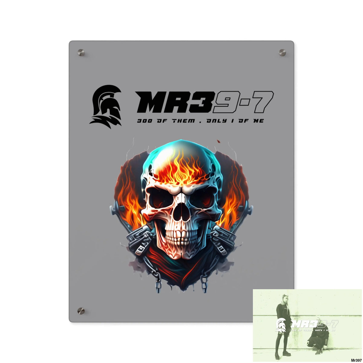 MR39-7 Flame Biker Skull Graphic Acrylic Wall Art Panels 16″ x 20″ (Vertical) / 0.25’’ Home Decor