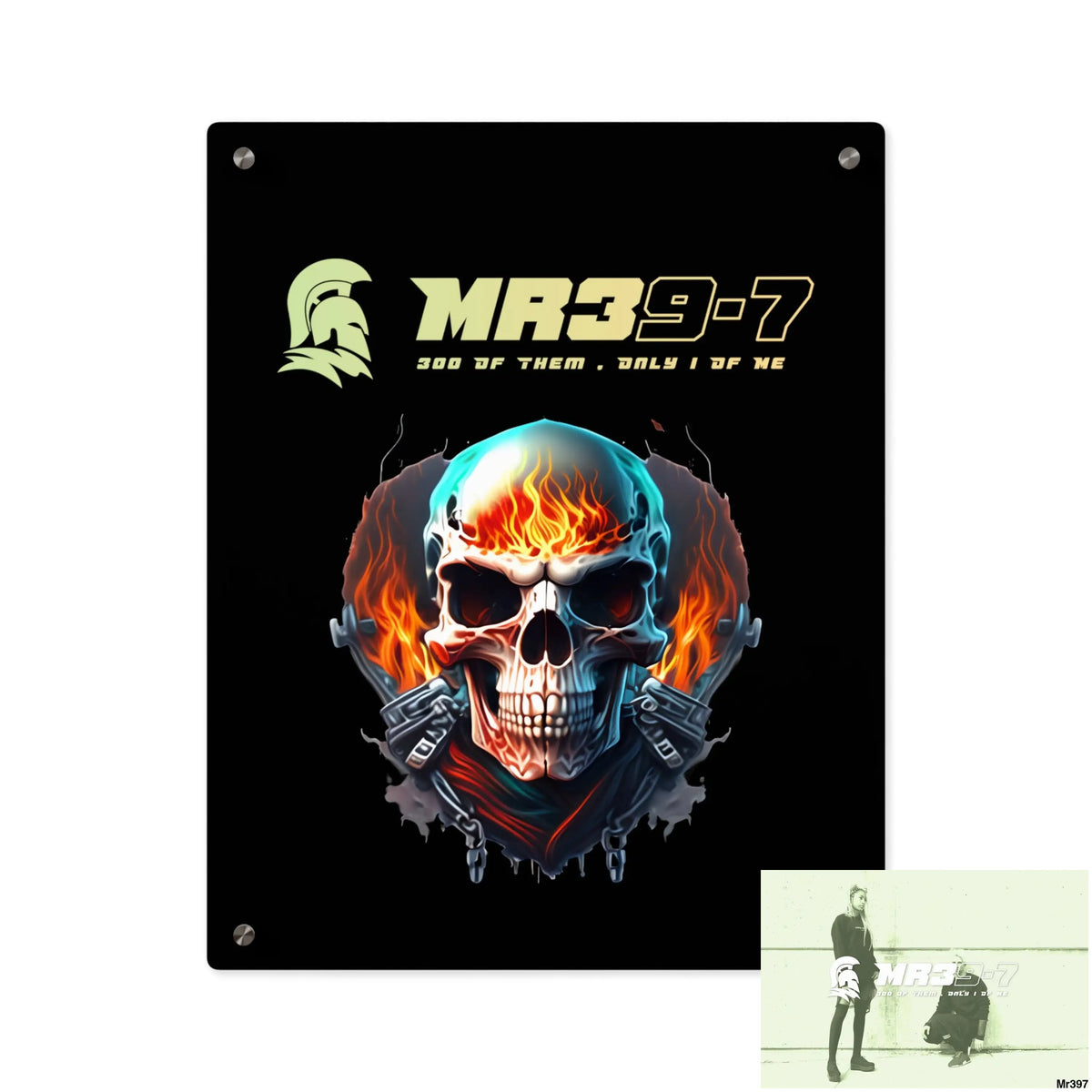 MR39-7 Flame Biker Skull Graphic Acrylic Wall Art Panels 16″ x 20″ (Vertical) / 0.25’’ Home Decor