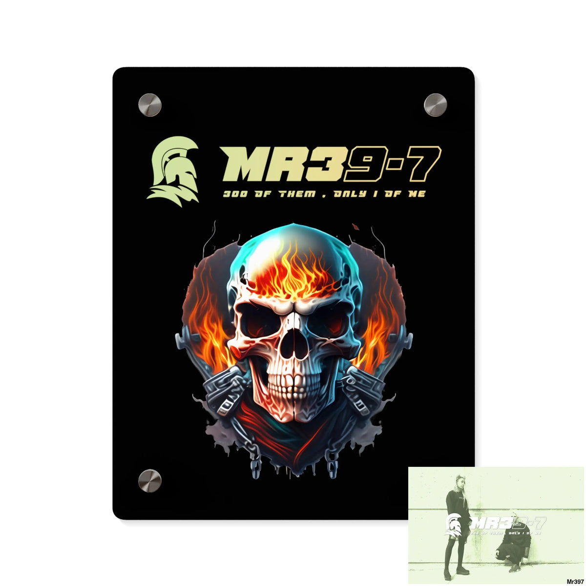 MR39-7 Flame Biker Skull Graphic Acrylic Wall Art Panels 8″ x 10″ (Vertical) / 0.25’’ Home Decor