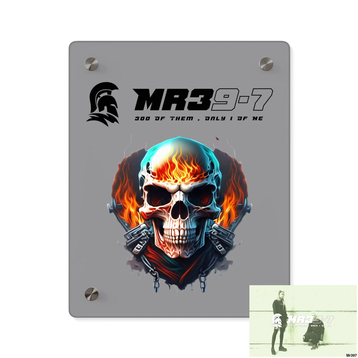 MR39-7 Flame Biker Skull Graphic Acrylic Wall Art Panels 8″ x 10″ (Vertical) / 0.25’’ Home Decor