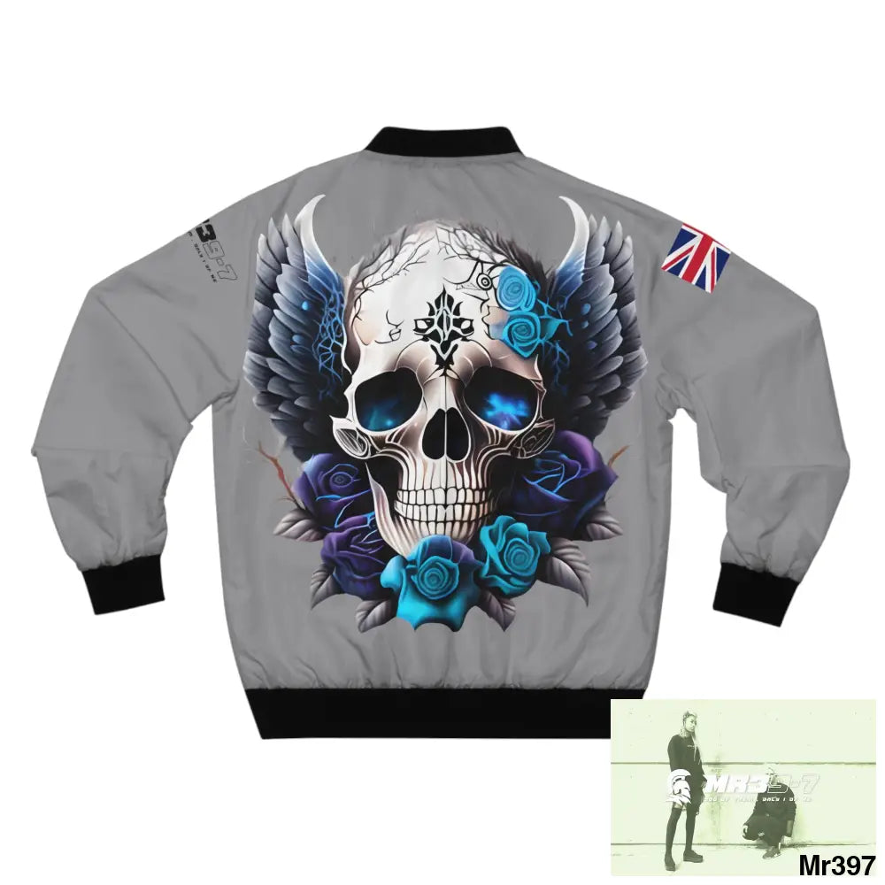 Mr39-7 GBR Gothic Skull with Wings and Roses Men’s Bomber Jacket (AOP) All Over Prints