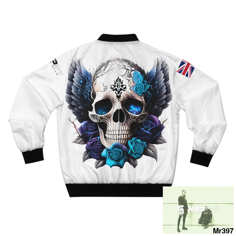Mr39-7 GBR Gothic Skull with Wings and Roses Men’s Bomber Jacket (AOP) All Over Prints
