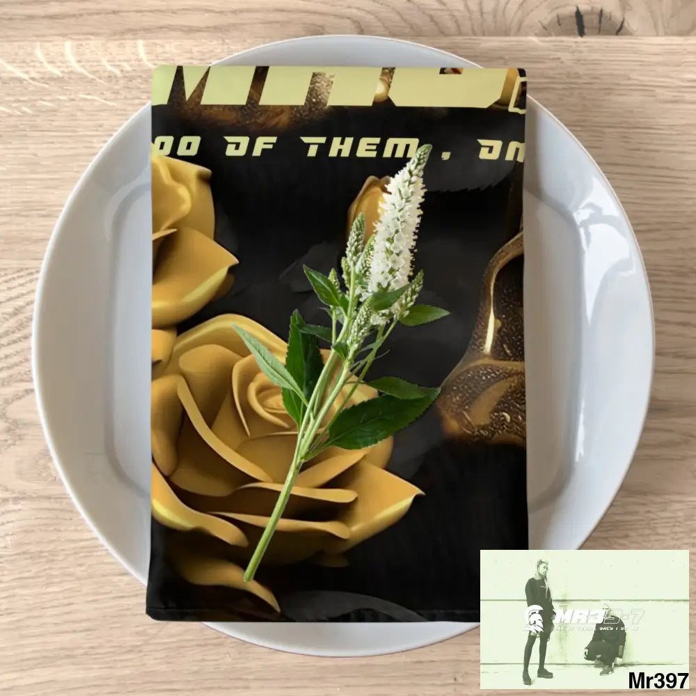 MR39-7 Gothic Skulls & Roses Napkins 4-piece set / White / 19’’ × 19’’ Accessories