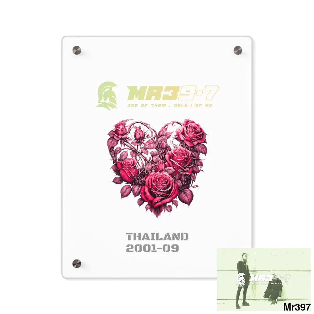 MR39-7 Heart Made of Pink Roses Beautiful Floral Acrylic Wall Art Panels 11″ x 14″ (Vertical) / 0.25’’ Home Decor