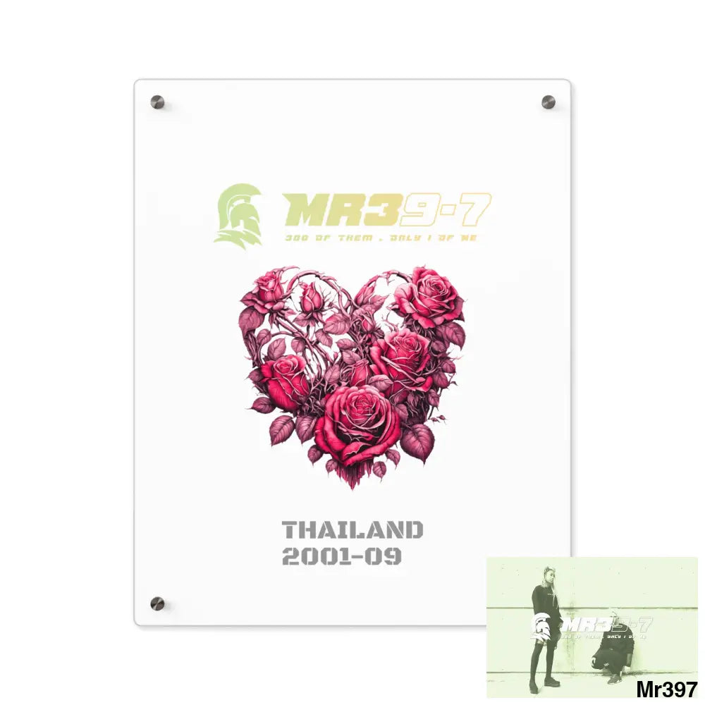 MR39-7 Heart Made of Pink Roses Beautiful Floral Acrylic Wall Art Panels 16″ x 20″ (Vertical) / 0.25’’ Home Decor