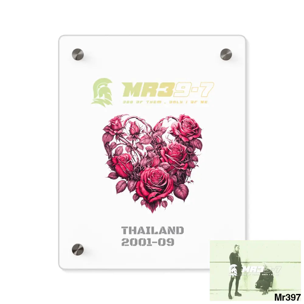 MR39-7 Heart Made of Pink Roses Beautiful Floral Acrylic Wall Art Panels 8″ x 10″ (Vertical) / 0.25’’ Home Decor