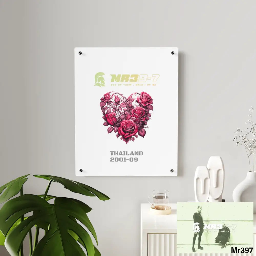 MR39-7 Heart Made of Pink Roses Beautiful Floral Acrylic Wall Art Panels Home Decor