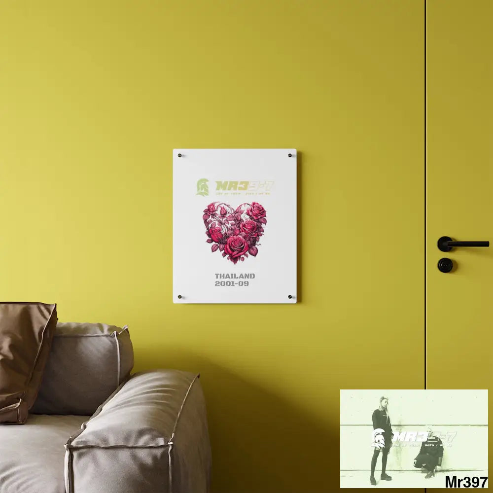 MR39-7 Heart Made of Pink Roses Beautiful Floral Acrylic Wall Art Panels Home Decor