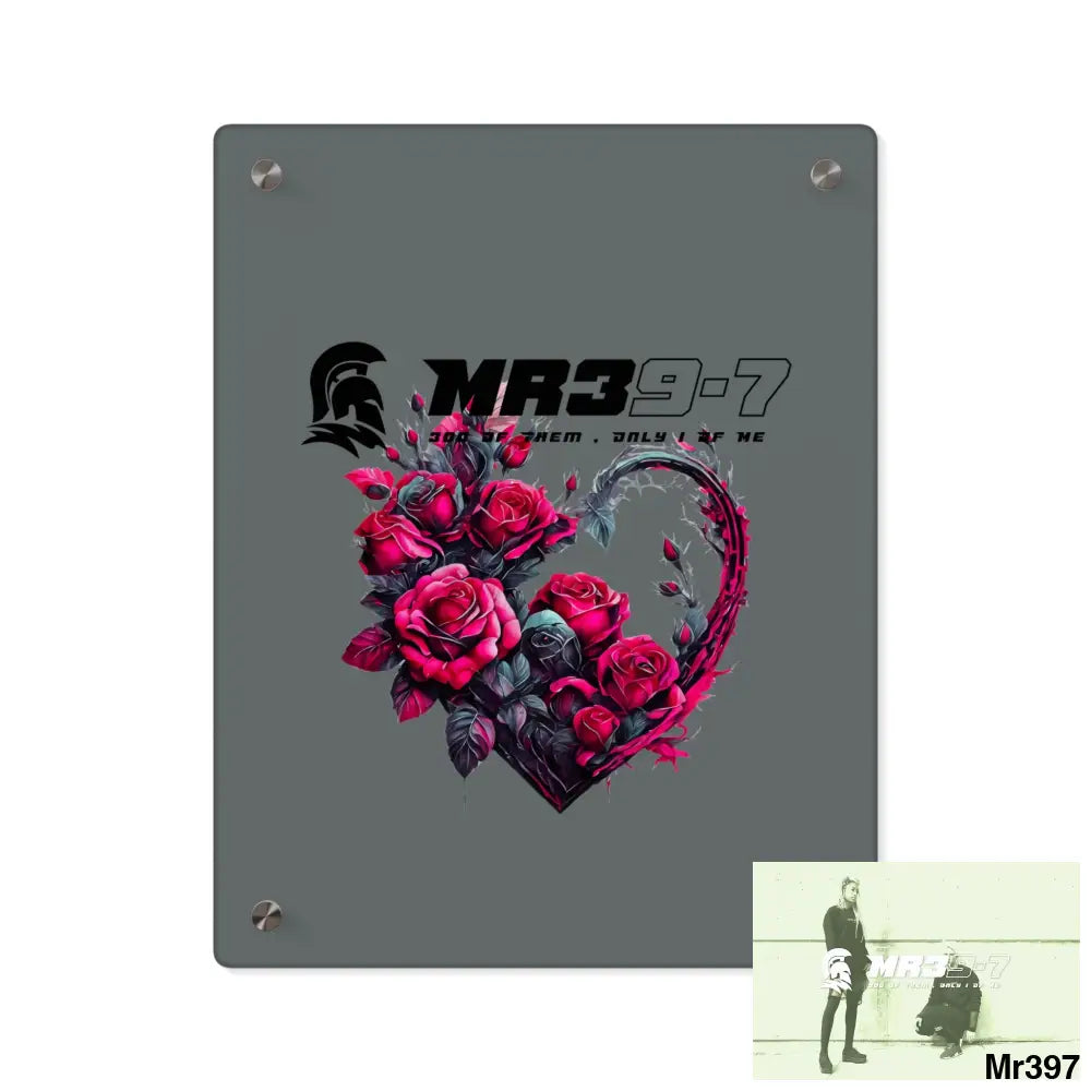 MR39-7 Heart made of Pink Roses on Black Background Acrylic Wall Art Panels 11″ x 14″ (Vertical) / 0.25’’ Home Decor
