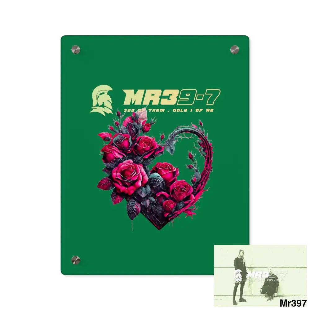 MR39-7 Heart made of Pink Roses on Black Background Acrylic Wall Art Panels 11″ x 14″ (Vertical) / 0.25’’ Home Decor