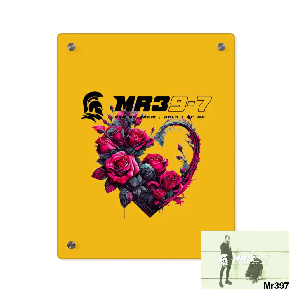 MR39-7 Heart made of Pink Roses on Black Background Acrylic Wall Art Panels 11″ x 14″ (Vertical) / 0.25’’ Home Decor