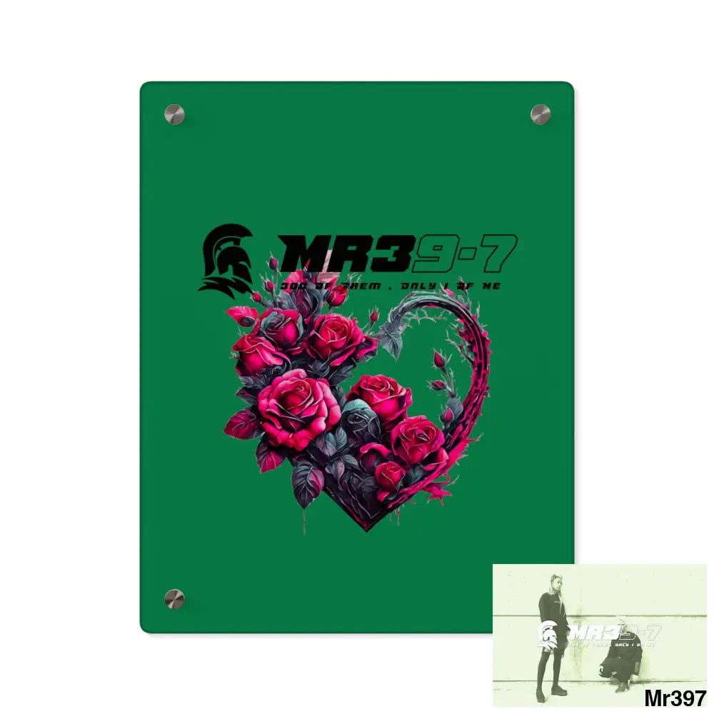 MR39-7 Heart made of Pink Roses on Black Background Acrylic Wall Art Panels 11″ x 14″ (Vertical) / 0.25’’ Home Decor