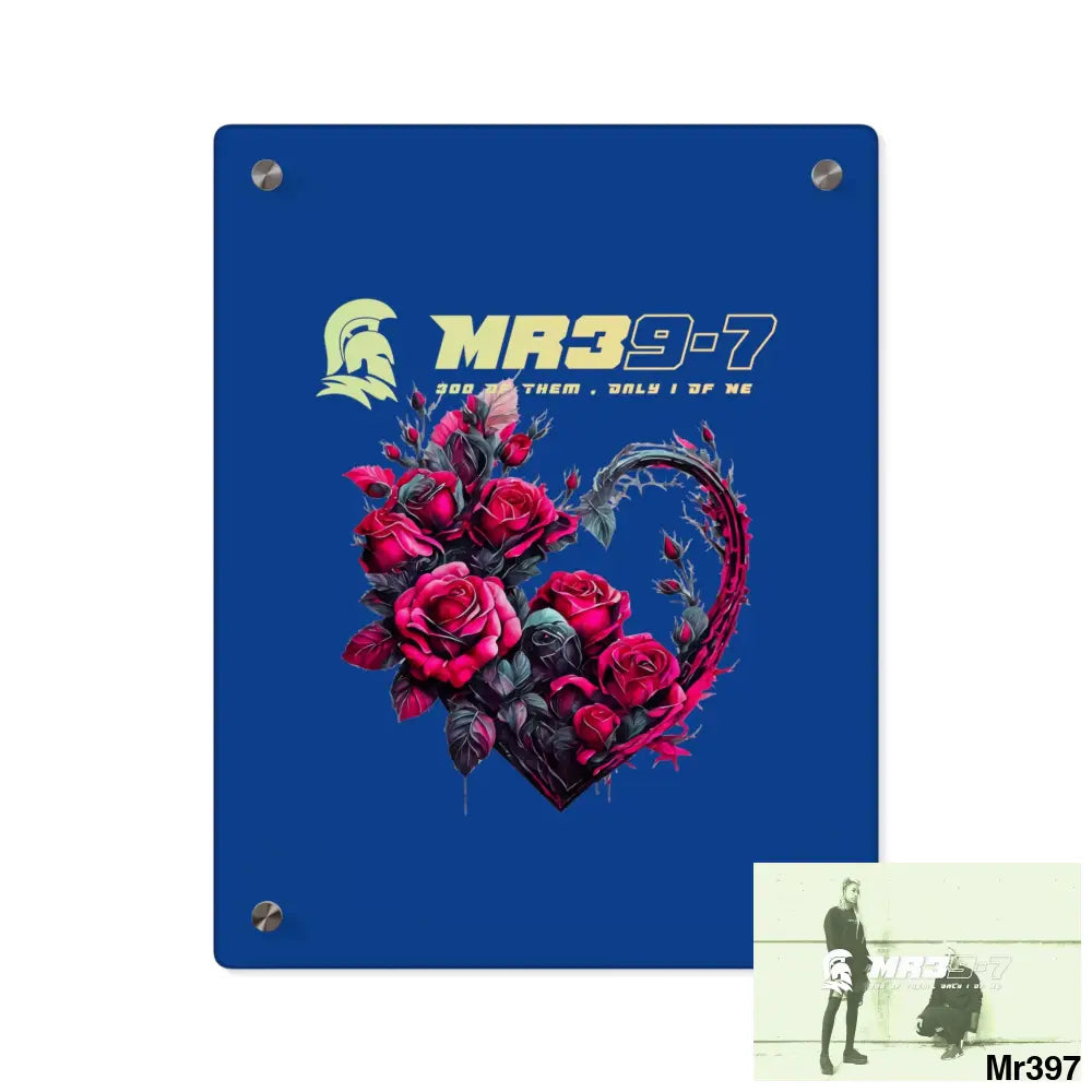 MR39-7 Heart made of Pink Roses on Black Background Acrylic Wall Art Panels 11″ x 14″ (Vertical) / 0.25’’ Home Decor