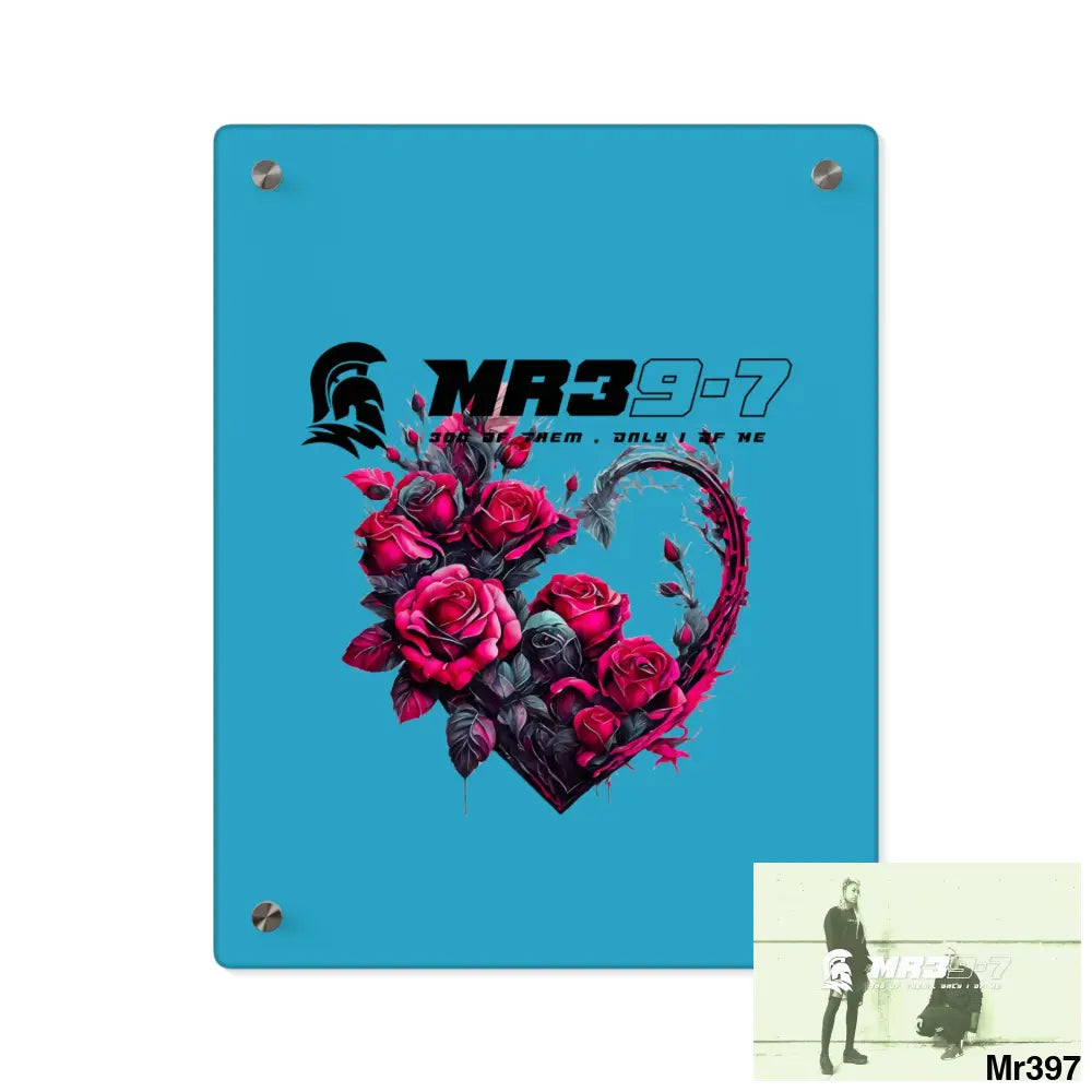 MR39-7 Heart made of Pink Roses on Black Background Acrylic Wall Art Panels 11″ x 14″ (Vertical) / 0.25’’ Home Decor