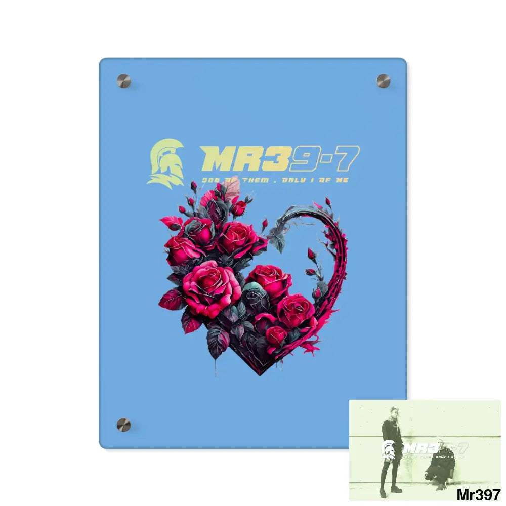 MR39-7 Heart made of Pink Roses on Black Background Acrylic Wall Art Panels 11″ x 14″ (Vertical) / 0.25’’ Home Decor