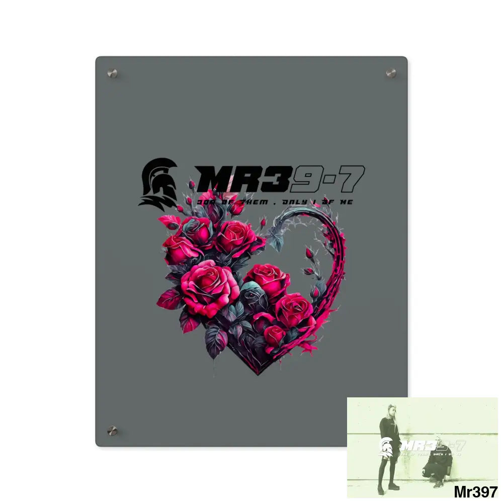 MR39-7 Heart made of Pink Roses on Black Background Acrylic Wall Art Panels 16″ x 20″ (Vertical) / 0.25’’ Home Decor