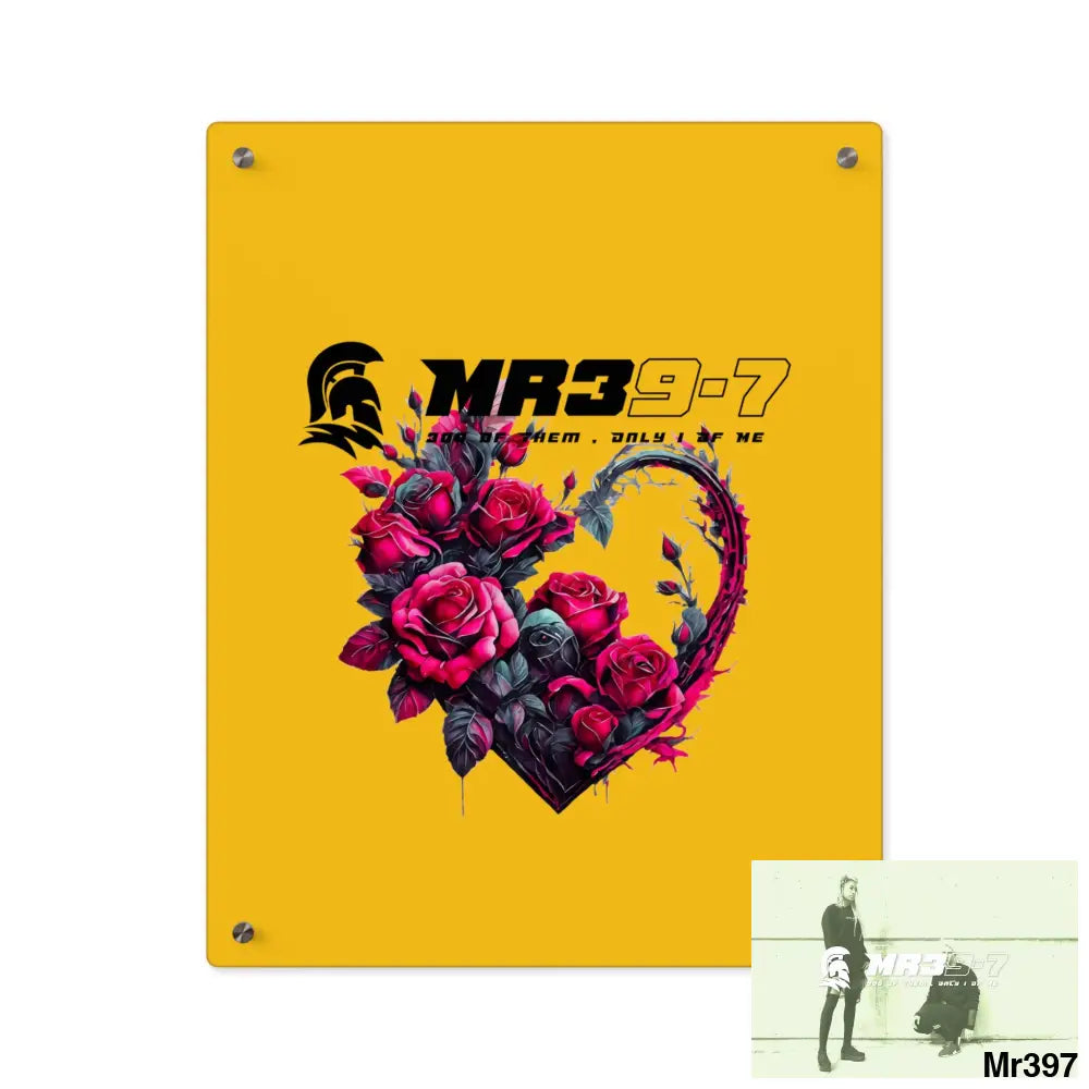 MR39-7 Heart made of Pink Roses on Black Background Acrylic Wall Art Panels 16″ x 20″ (Vertical) / 0.25’’ Home Decor