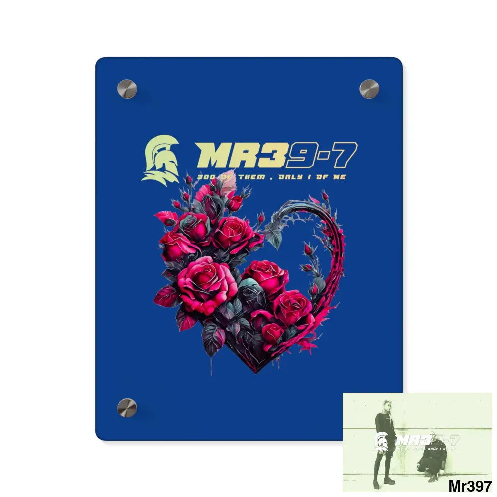 MR39-7 Heart made of Pink Roses on Black Background Acrylic Wall Art Panels 8″ x 10″ (Vertical) / 0.25’’ Home Decor