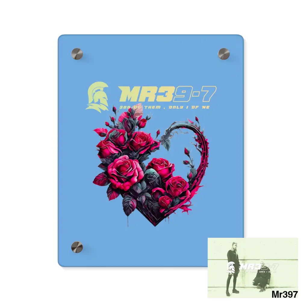 MR39-7 Heart made of Pink Roses on Black Background Acrylic Wall Art Panels 8″ x 10″ (Vertical) / 0.25’’ Home Decor