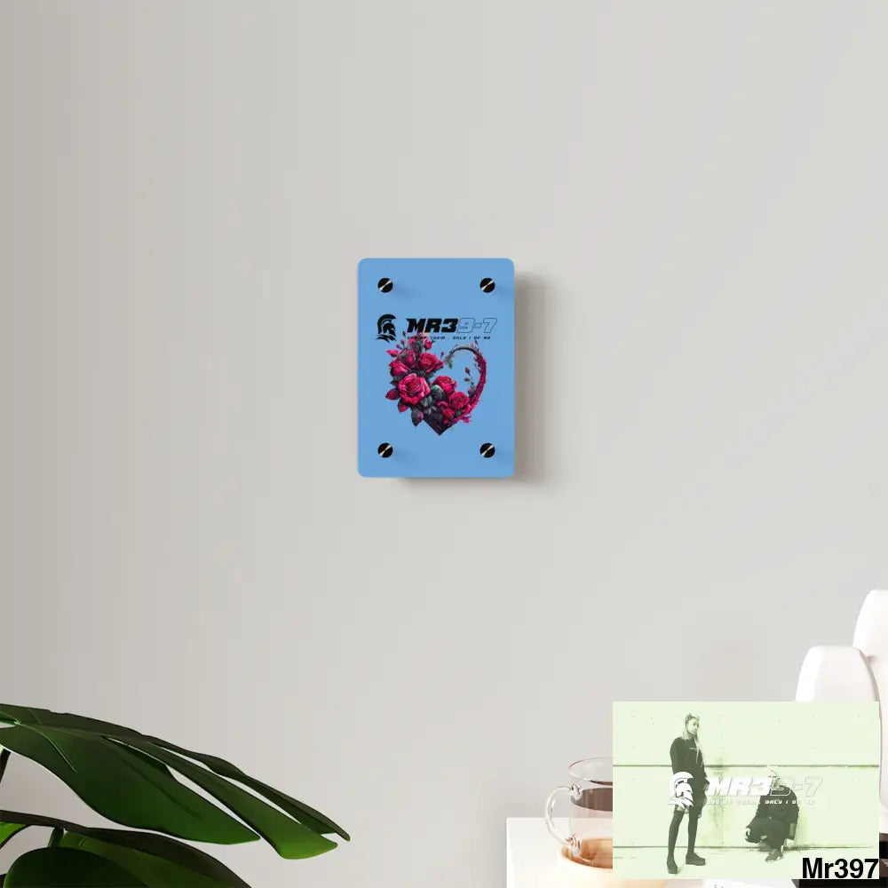 MR39-7 Heart made of Pink Roses on Black Background Acrylic Wall Art Panels Home Decor