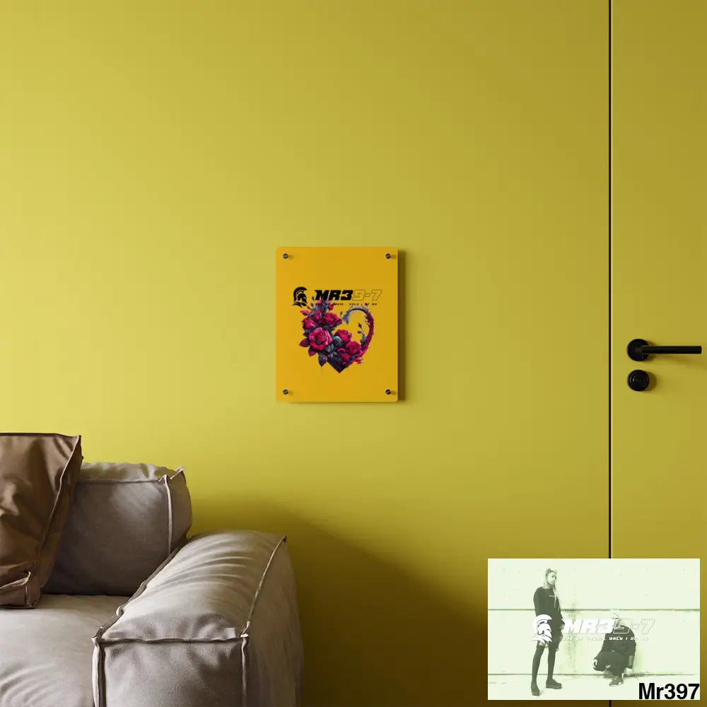 MR39-7 Heart made of Pink Roses on Black Background Acrylic Wall Art Panels Home Decor