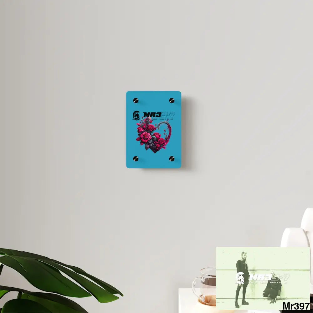MR39-7 Heart made of Pink Roses on Black Background Acrylic Wall Art Panels Home Decor