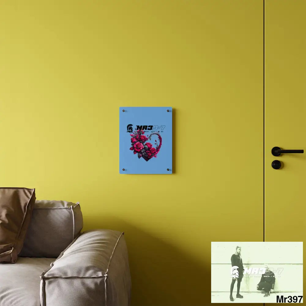 MR39-7 Heart made of Pink Roses on Black Background Acrylic Wall Art Panels Home Decor